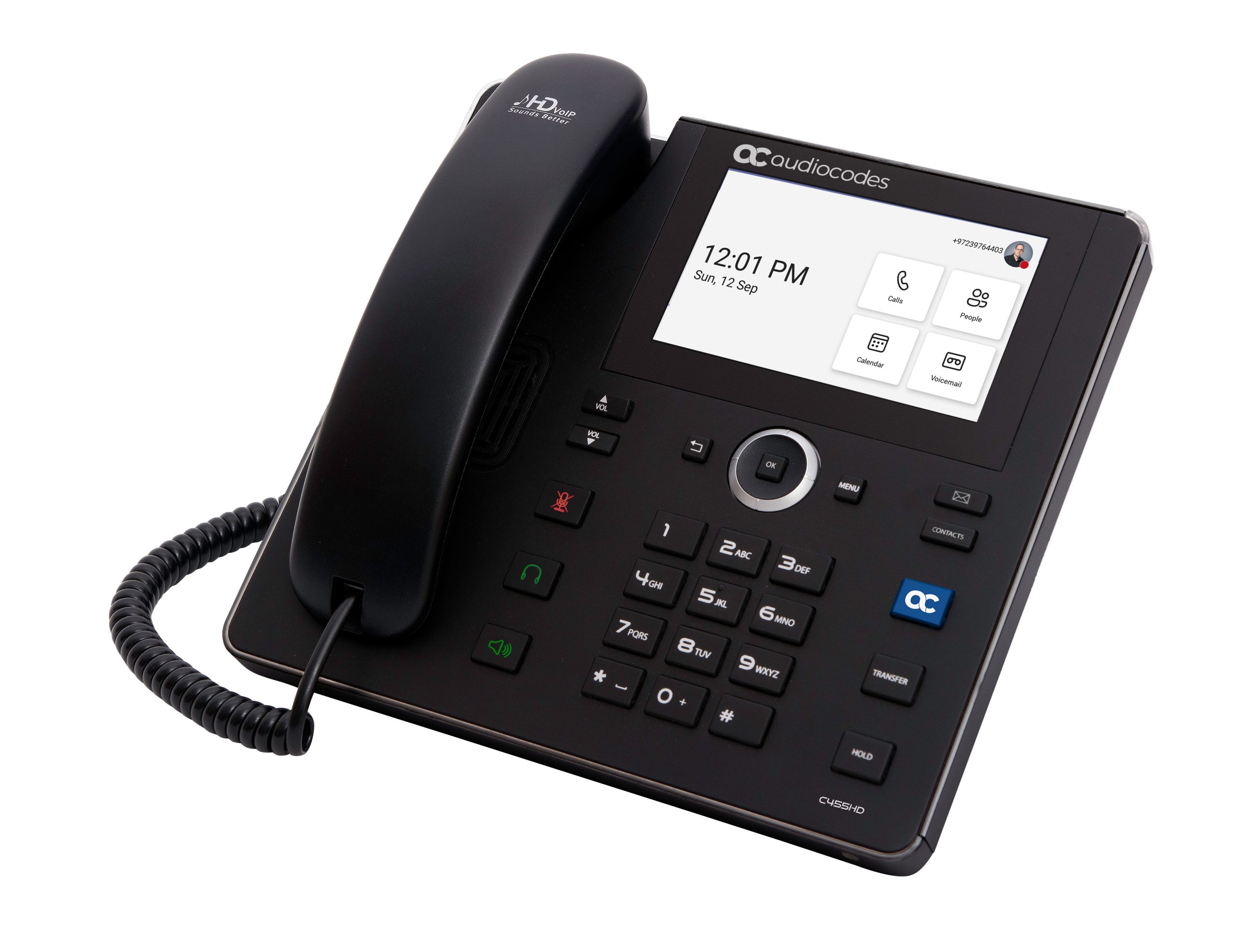 AUDIOCODES TEAMS C455HD POE IP PHONE, 5" CLR TOUCH SCREEN, BT, WIFI (EXP UNIT SUPPORTED) - Image 4
