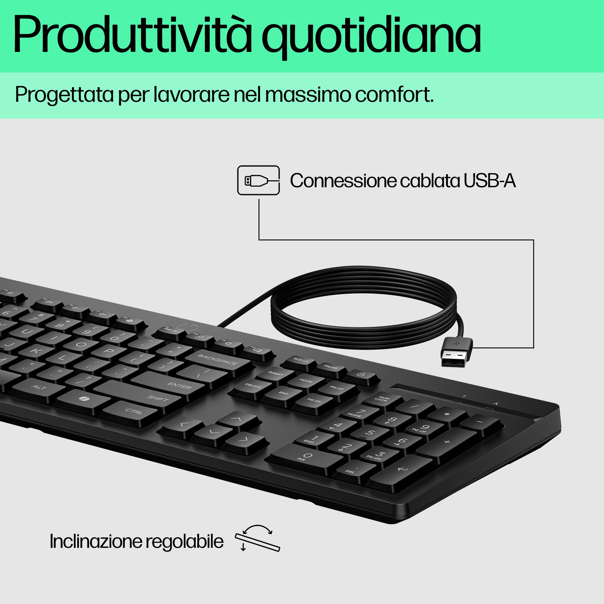 HP 125 Wired Keyboard - Compatible with Windows 10, Desktop PC, Laptop, Notebook USB Plug and Play Connectivity, Easy Cleaning 1YR WTY - Image 38