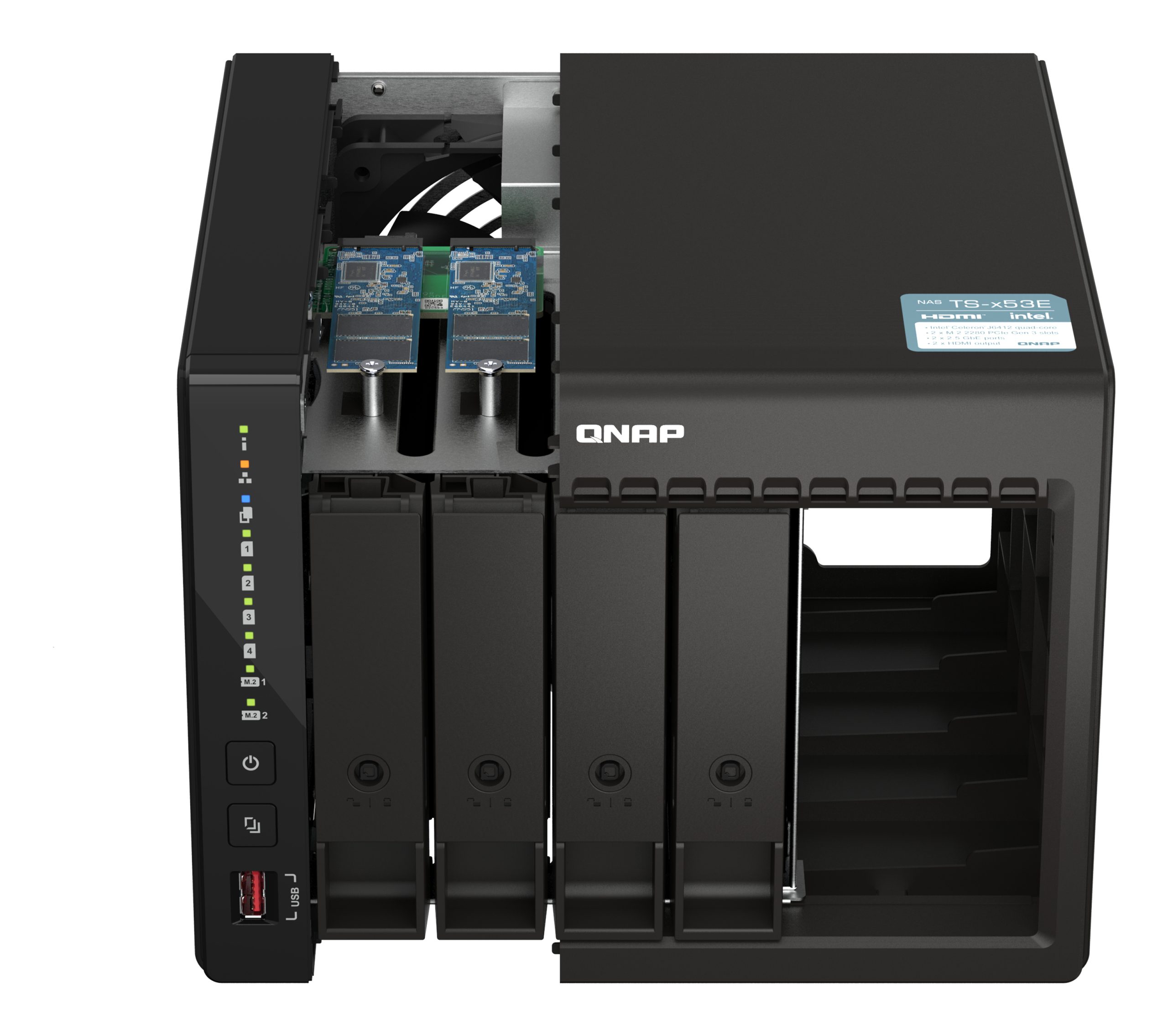 QNAP TS-453E-8G, 4-bay desktop NAS, Intel Celeron J6412 4C 2.0GHz, burst 2.6GHz, onboard 8GB RAM, 2 x HDMI 1.4b, 2x M.2 2280 PCIe slots, 2x 2.5GbE, 2 Years WTY - Image 6
