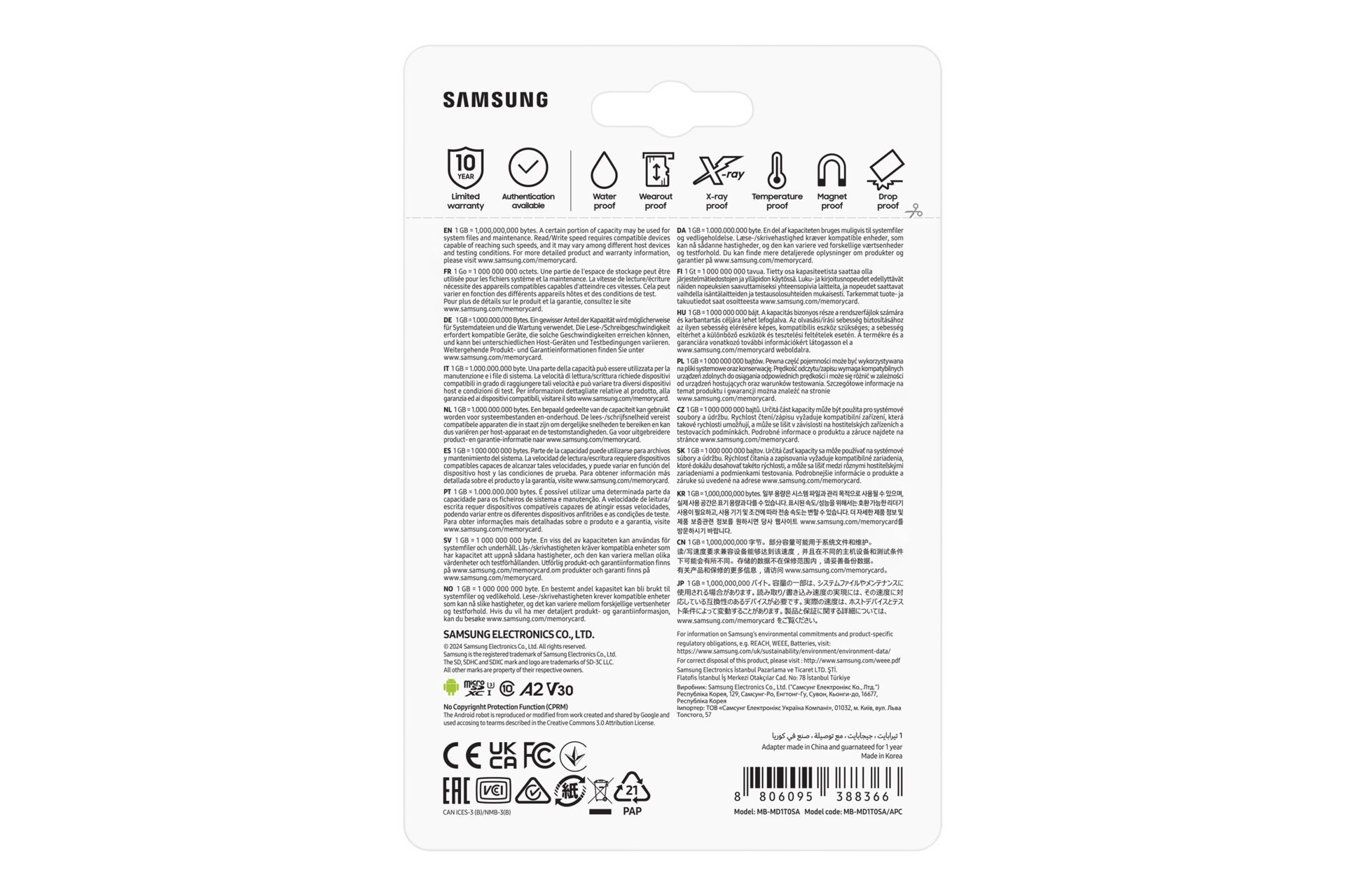 SAMSUNG (PRO PLUS) 1TB MICRO SD CARD w/ ADAPTER, CL10, 180R/130W MB/s, 10YR WTY - Image 9