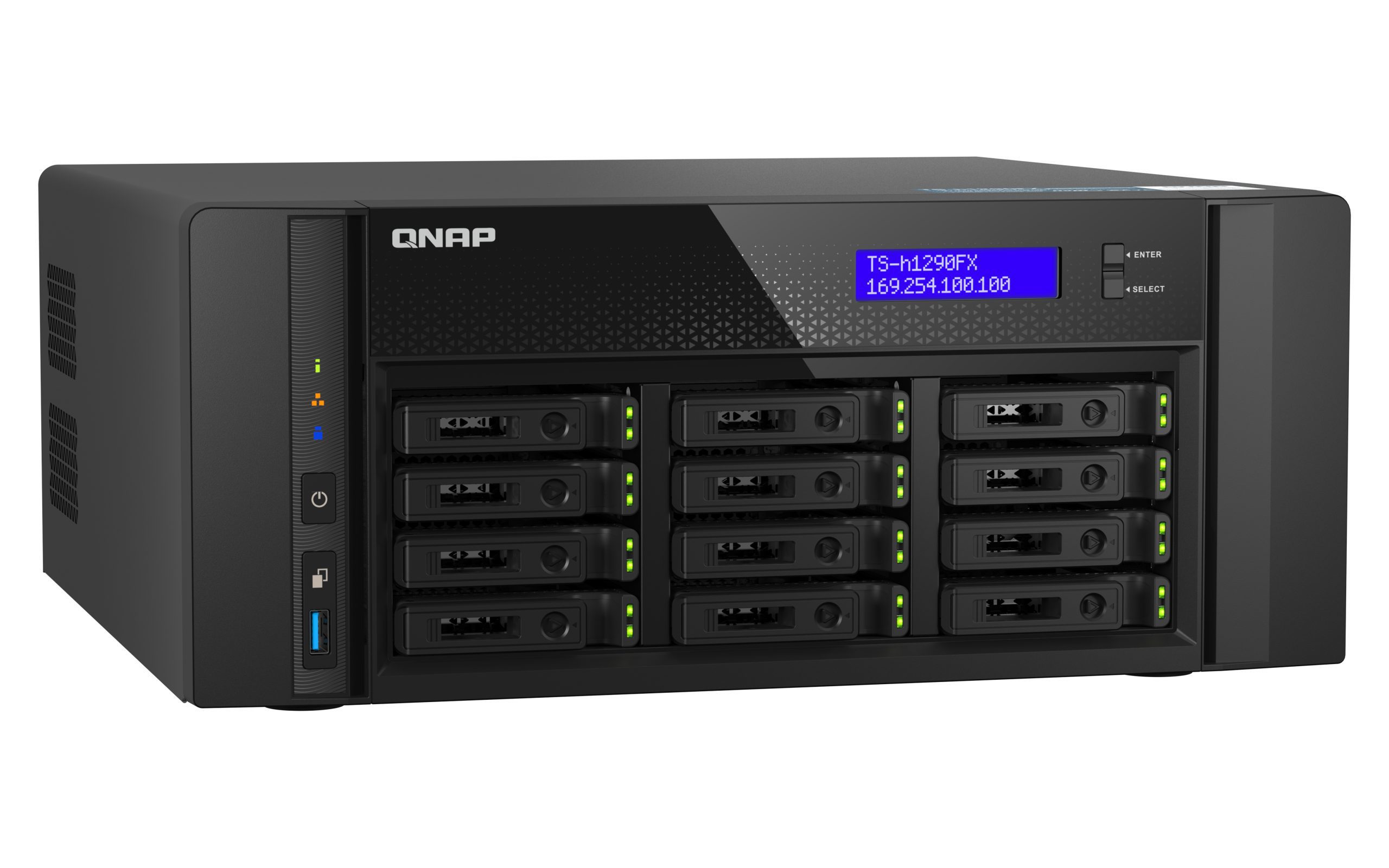 QNAP TS-h1290FX-7302P-128G, 12-Bay U.2 NVMe PCIe Gen4 x4 all-flash desktop NAS, AMD EPYC 7302P, 12 x 2.5" U.2 NVMe / SATA SSD bays, 128GB RDIMM RAM, 5 Yrs WTY - Image 6