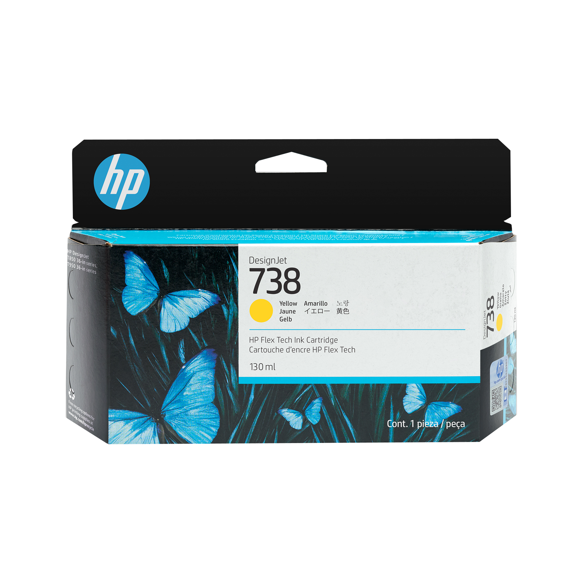 HP 738 130ml Yellow DesignJet Ink Cartridge Print Head 498N7A