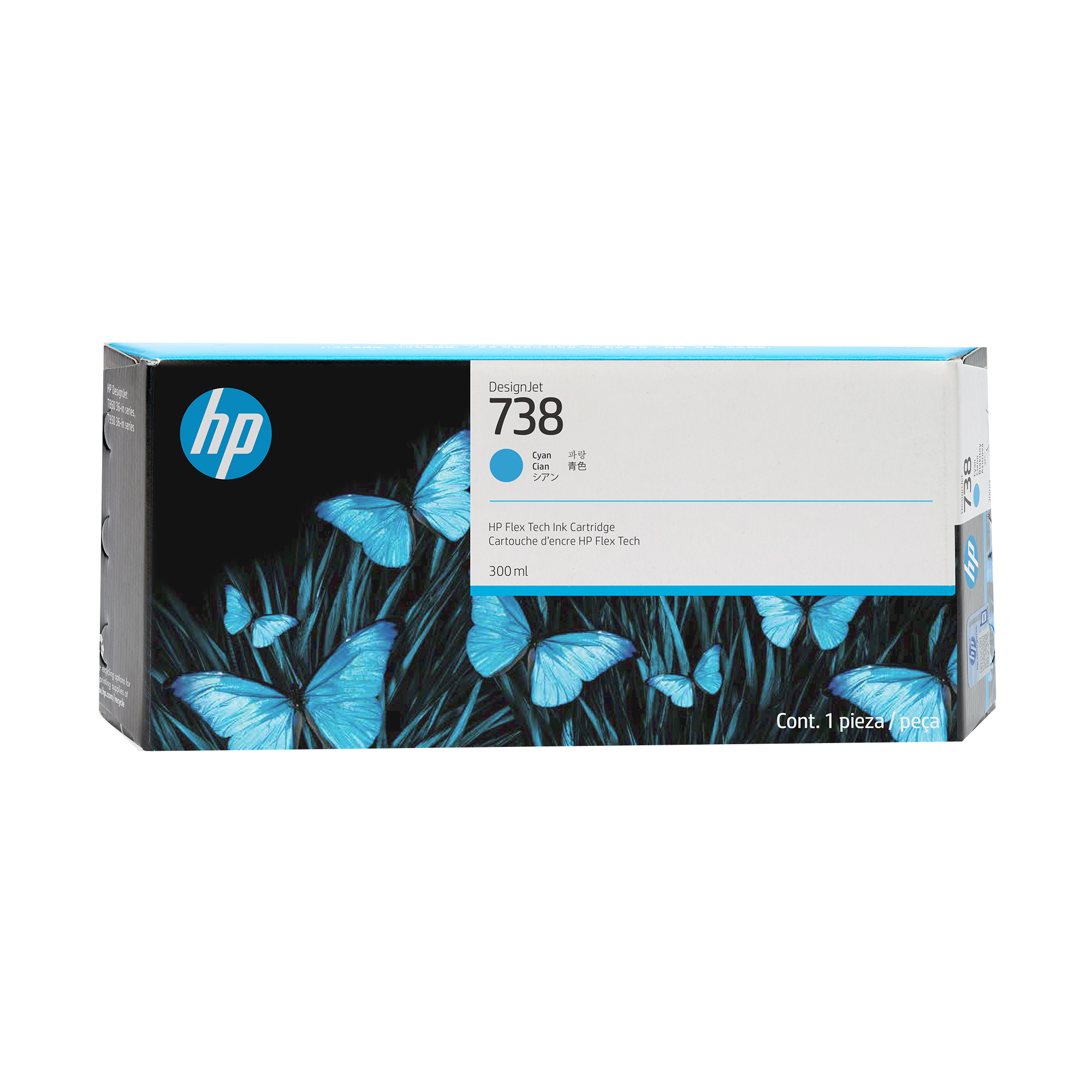 HP 738 300ml Cyan DesignJet Ink Cartridge Print Head 676M6A
