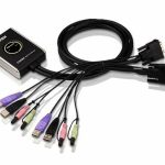 Aten Compact Kvm Switch 2 Port Single Display Dvi W/ Audio, 1.2m Cable, Remote Port Selector (CS682-AT)