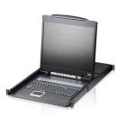 Aten Rackmount KVM Switch 8 Port VGA PS/2-USB w/ 19' LCD Display, 2x Custom KVM Cables Included, 1280x1024@75hz Display, LED Illumination