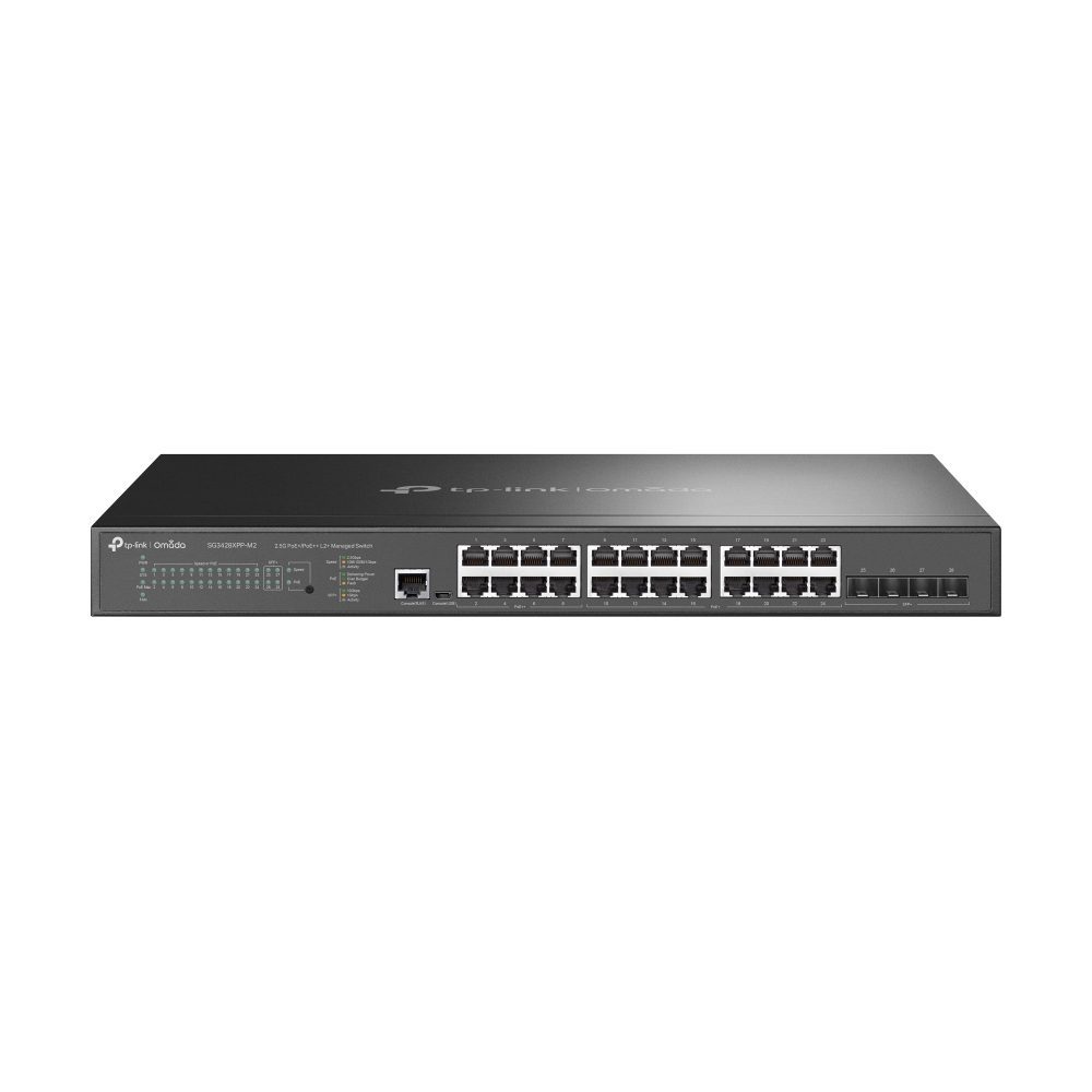 TP-Link SG3428XPP-M2 Omada 24-Port 2.5GBASE-T and 4-Port 10GE SFP+ L2+ Managed Switch with 16-Port PoE+ & 8-Port PoE++