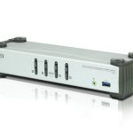 Aten Desktop Kvmp Switch 4 Port Single Display Displayport W/ Audio, Cables Included, 2x Usb Port, Selection Via Front Panel (CS1914-AT-U)