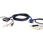 Aten Kvm Cable 1.8m With Vga, Usb & Audio To Dvi-i (single Link), Usb & Audio (2L-7DX2U)