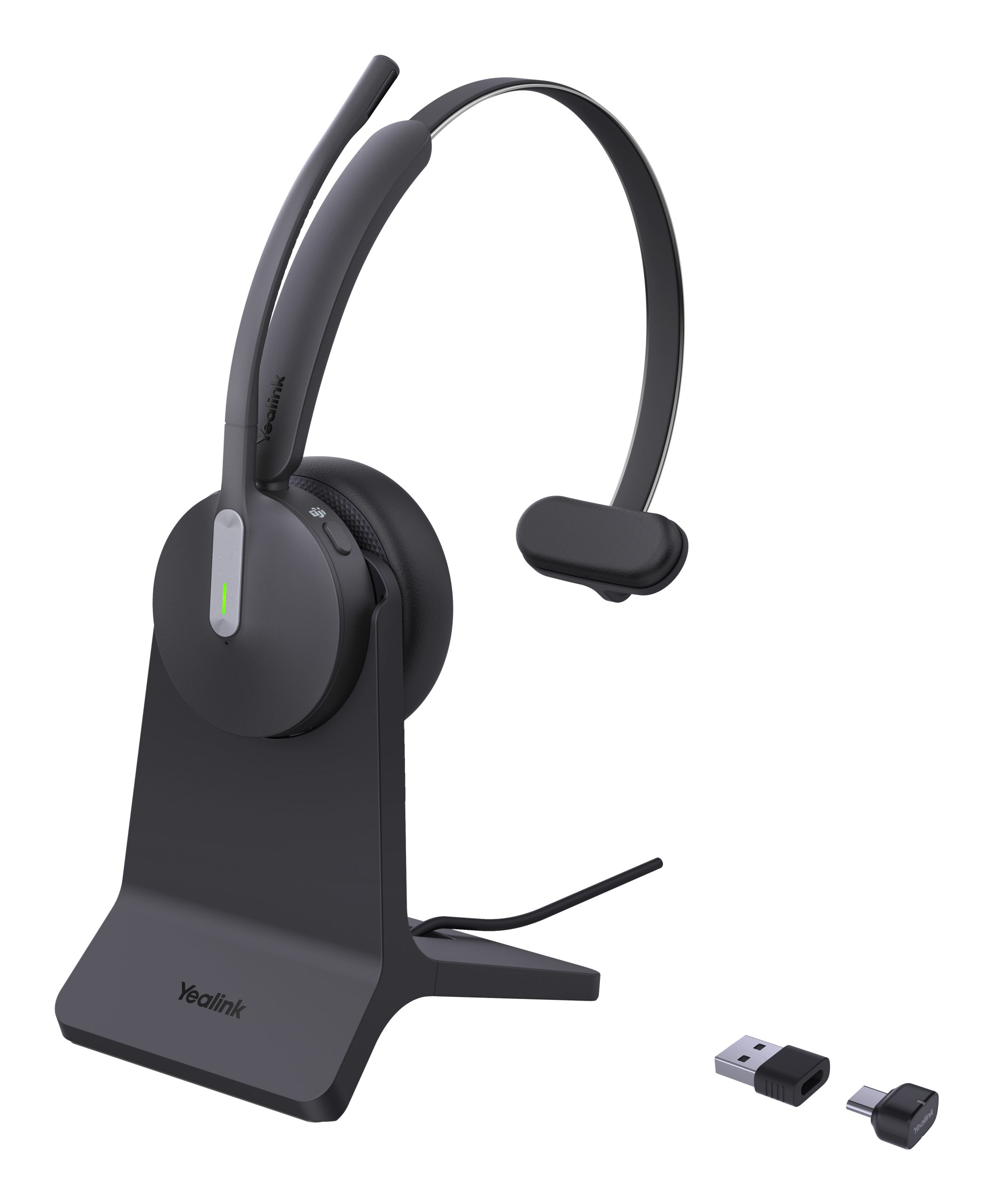 YEALINK WIRELESS (BH70) MS MONO BLUETOOTH HEADSET W/STAND, BT51, BLACK, C TO A ADAPTER