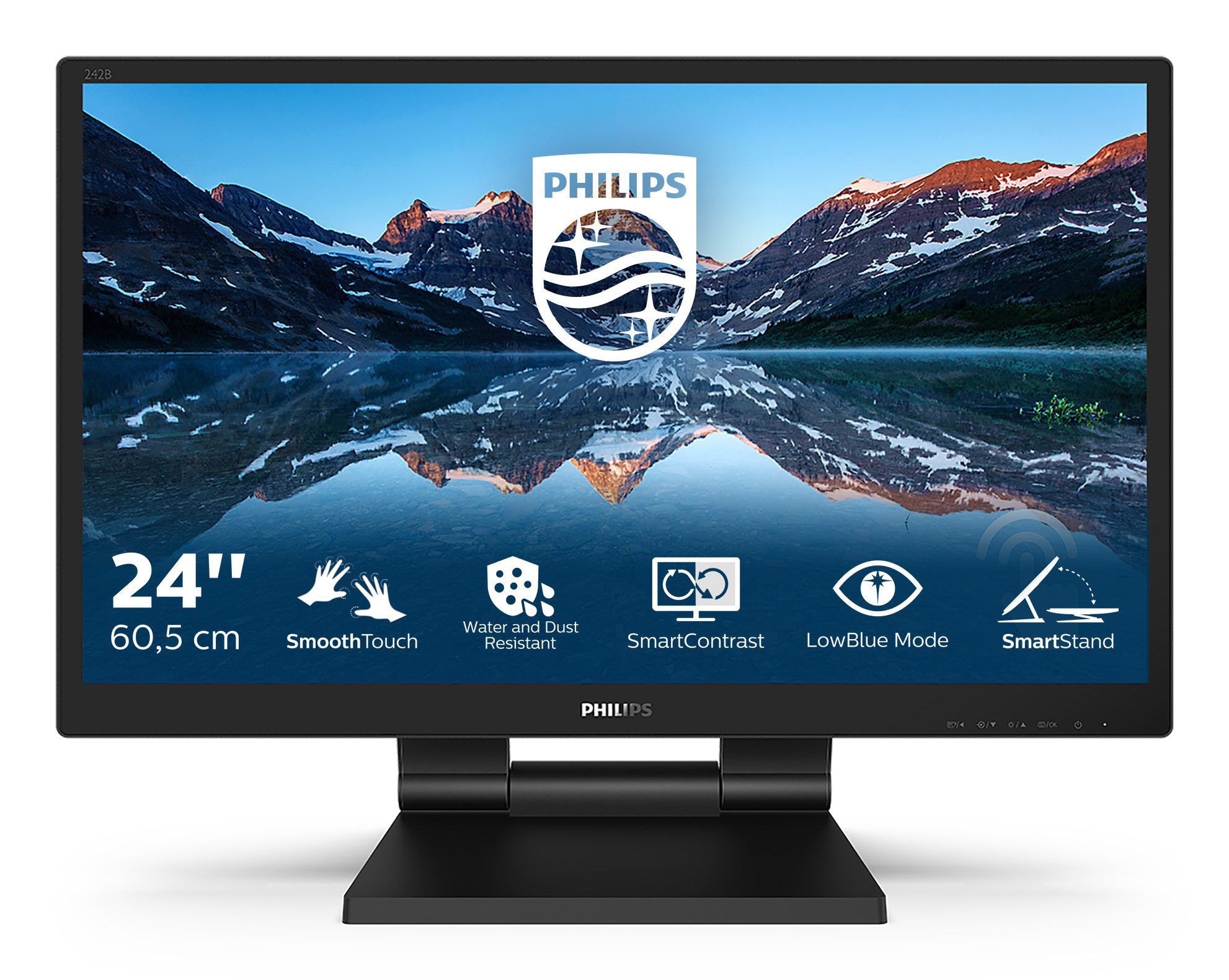 PHILIPS 24" (16:9) MONITOR, FHD TOUCH IPS, HDMI, DP, H/ADJ, SPK, 4YR