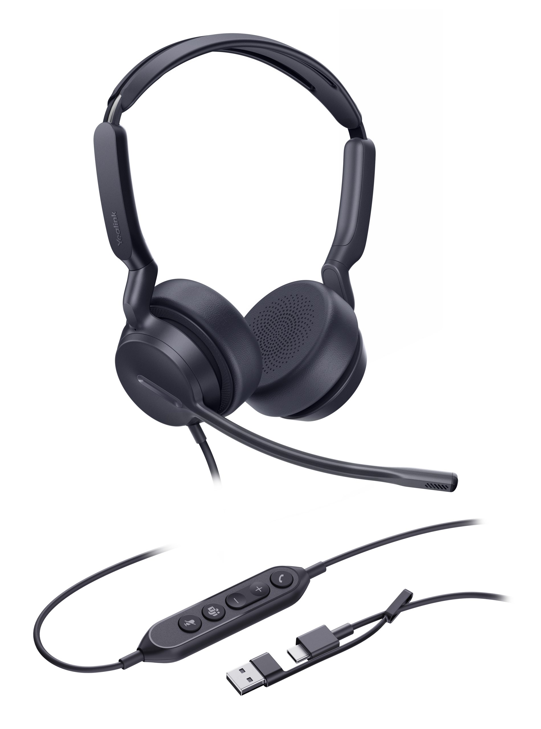 YEALINK WIRED (UH42) MS STEREOHEADSET,LEATHER CUSHIONS,NOISECANCELLING MIC,C TO A ADAPTER