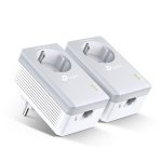 TP-Link TL-PA4010P KIT AV600 Powerline Adapter with AC Pass Through Starter Kit 600Mbps HomePlug AV 1x100Mbps LAN Power Socket 300m ~TL-PA4016P KIT