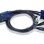 Aten Compact Kvm Switch 2 Port Single Display Vga W/ Audio, 0.9m Cable, Computer Selection Via Hotkey (CS62US-AT)
