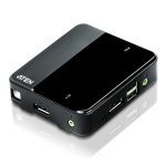 Aten Slim Kvm Switch 2 Port Single Display Displayport W/ Audio, Cables Included, Remote Port Selector (CS782DP-AT)