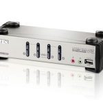 Aten Desktop Kvmp Switch 4 Port Single Display Vga W/ Audio & Osd, 4x Custom Kvm Cables Included, 2x Usb Port, Selection Via Front Panel (CS1734B-AT-U)