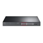 TP-Link 16-port 10/100mbps Poe+ Switch, 16 10/100mbps Rj45 Ports, 2 Gigabit Rj45 Ports, 2 Combo Sfp Slots, 802.3at/af, 192w Poe Power, 1u (TL-SL1218MP)