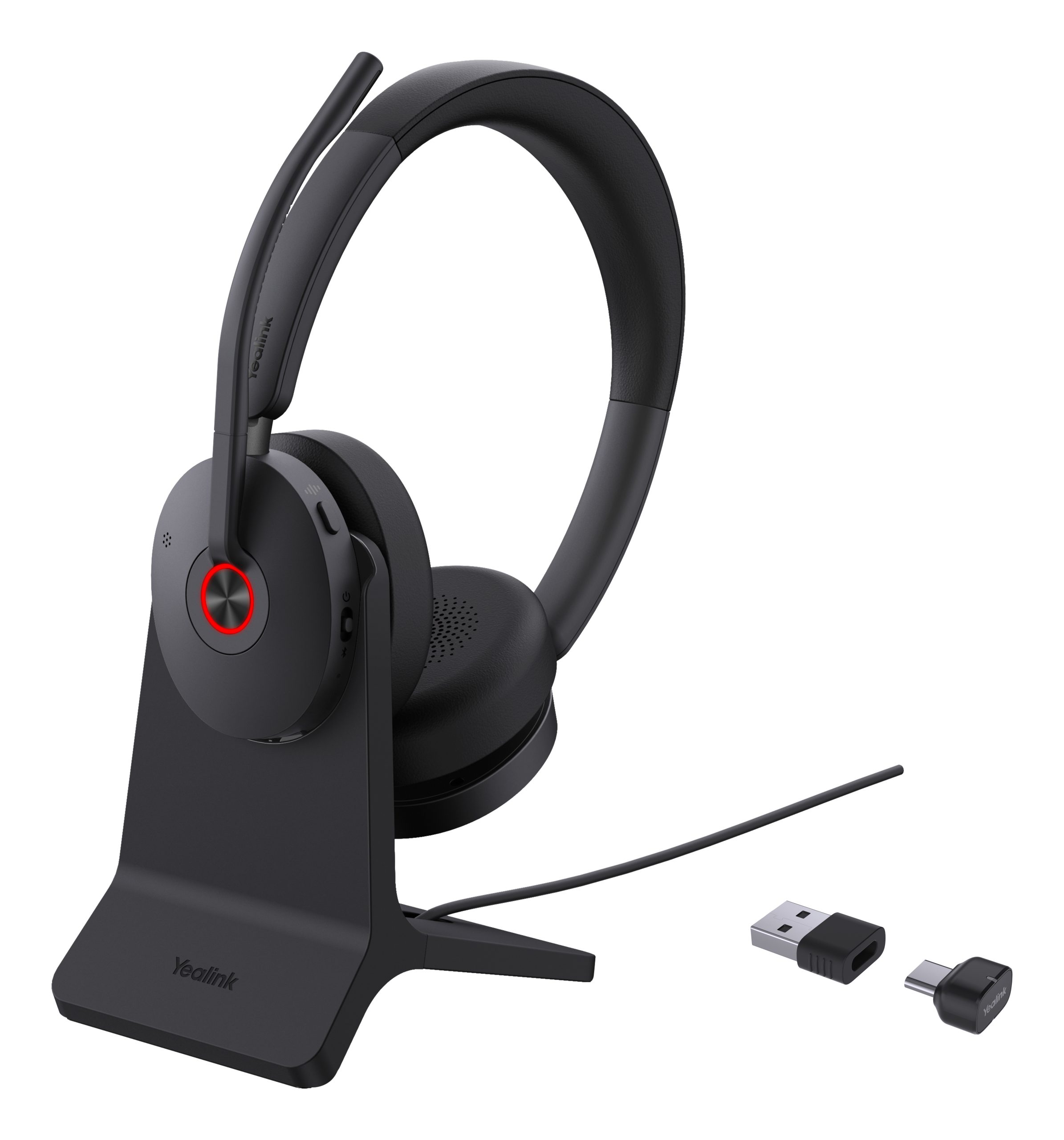 YEALINK WIRELESS (BH74) UC STEREO BT ANC HEADSET, CHARGESTAND, BT51, BLACK, C TO A ADAPTER