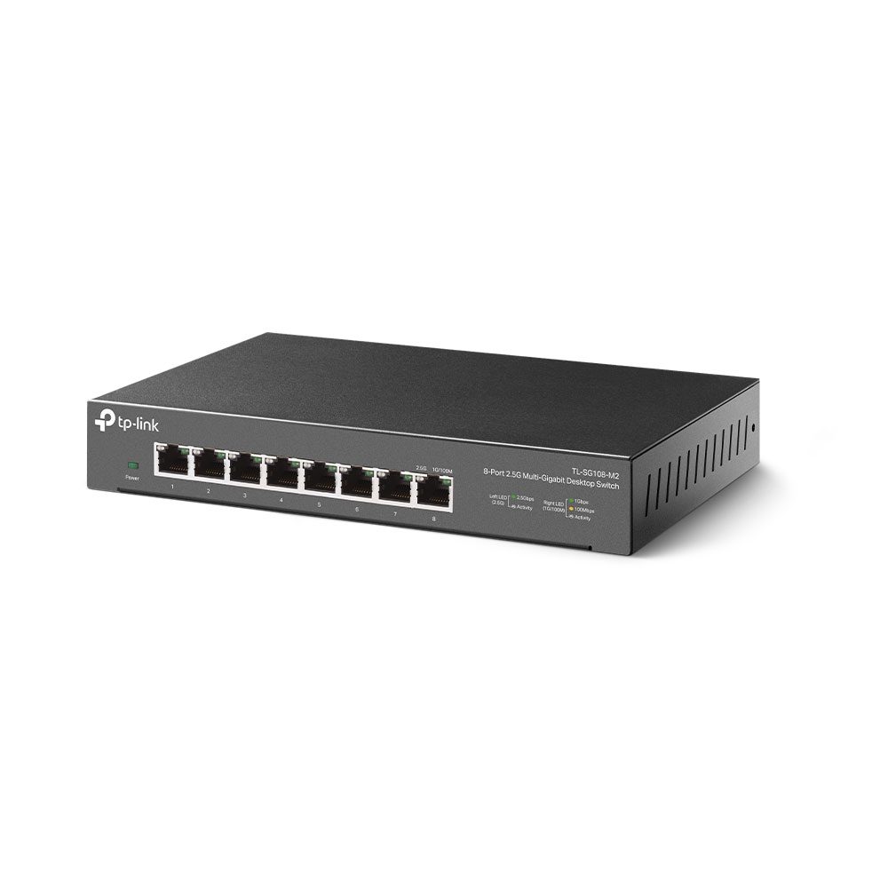 TP-Link TL-SG108-M2 8-Port 2.5G Desktop Switch, Up To 40G Switching Capacity, Connects 2.5G NAS/Server, 2.5G WiFi 6 AP, 4K Video, Wall Mountable, 5YW