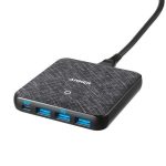 ANKER POWERPORT ATOM III 4 PORT 65WATT - BLACK FABRIC POWER IQ3.0 HIGH SPEED CHARGE