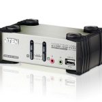 Aten Desktop Kvmp Switch 2 Port Single Display Vga W/ Audio & Osd, 2x Custom Kvm Cables Included, 2x Usb Port, Selection Via Front Panel (CS1732B-AT-U)