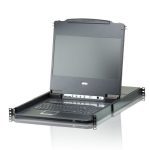 Aten Rackmount Kvm Switch Single Rail 8 Port Dvi Usb W/ 17.3′ Lcd Display, 2x Custom Kvm Cables, 1920×1200@60hz Display, Led Illumination (CL6708MW-ATA-AU)