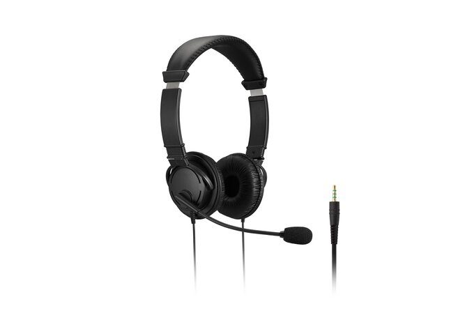 KENSINGTON CLASSIC 3.5MM HEADSET WITH MIC AND VOLUME CONTROL, 1YR