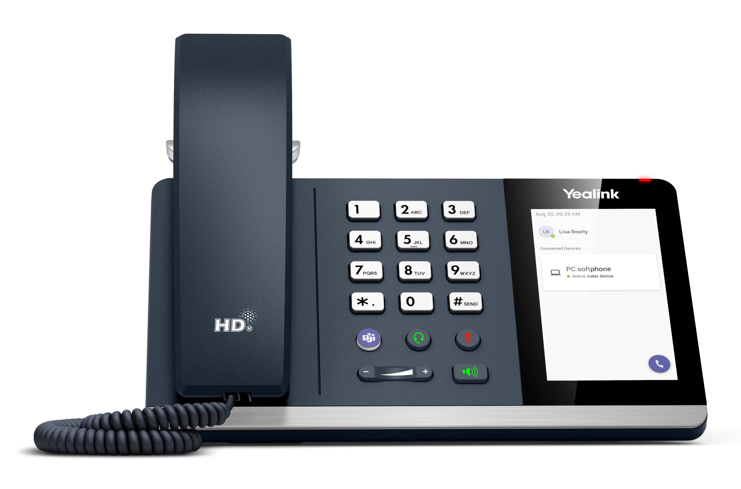 YEALINK (MP45) DESKTOP PHONE WITH HANDSET, 4" TOUCH SCREEN, ENTRY LEVEL USB PHONE