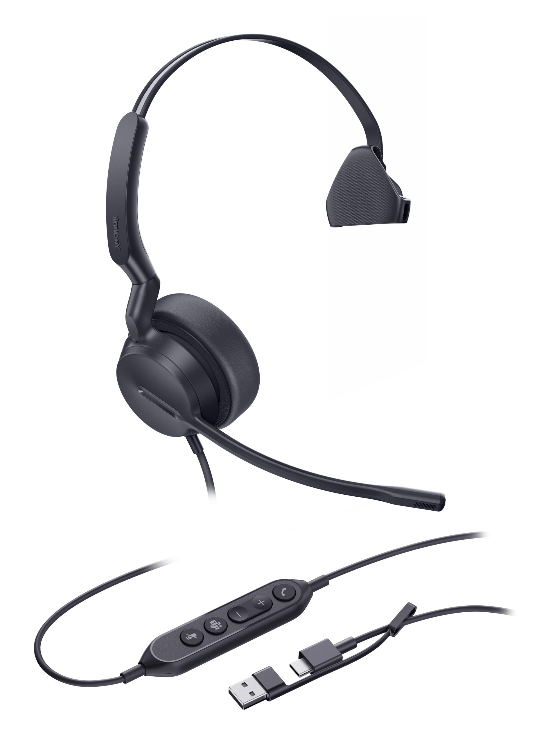 YEALINK WIRED (UH42) MS MONO HEADSET,LEATHER CUSHIONS,NOISE CANCELLING MIC,C TO A ADAPTER