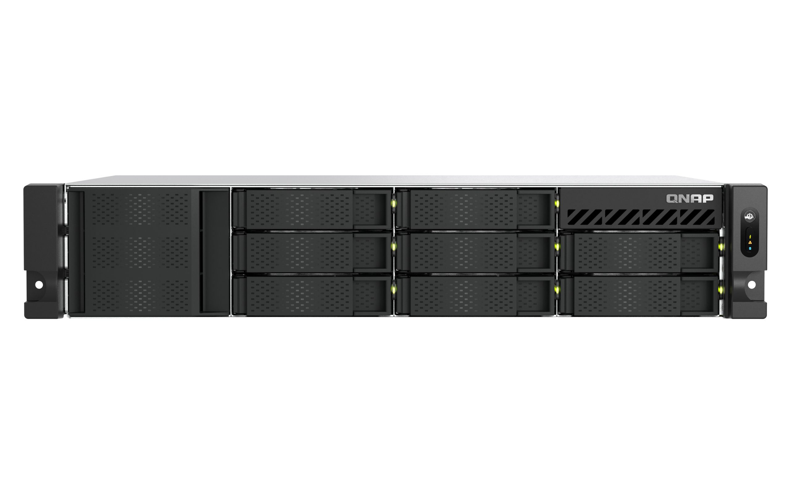 QNAP TS-855eU-RP-8G, 2U short-depth rackmount NAS with 8-core computing power, Intel Atom C5125 8-core processor, 2.8GHz, 8 GB SODIMM DDR4 (1x 8 GB), 3 Yrs WTY