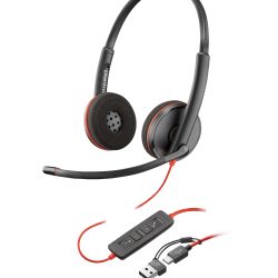 Poly Blackwire 3220 Stereo USB-C Headset + USB-C/A Adapter 8X228A6