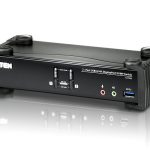 Aten Desktop KVMP Switch 2 Port Single Display 4k DisplayPort w/ audio, Cables Included, 2x USB Port, Selection Via Front Panel