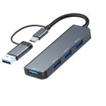Astrotek 4 Port High speed USB3.0 HUB U-Disk USB-A Keyboard Mouse Gamepad with USB A adapter Compatible with both USB A and USB C