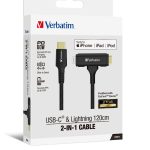 VERBATIM CABLE - 2 IN 1 120CM USB C TO C