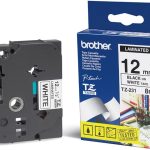 Brother 12mm Black on White TZE Tape
