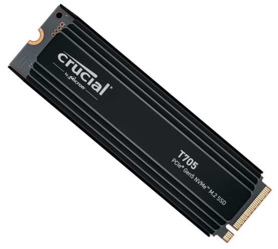 Crucial T705 1TB Gen5 NVMe SSD Heatsink - 13600/10200 MB/s R/W 600TBW 1400K IOPs 1.5M hrs MTTF DirectStorage for Intel 14th Gen & AMD Ryzen 7000 - Image 2