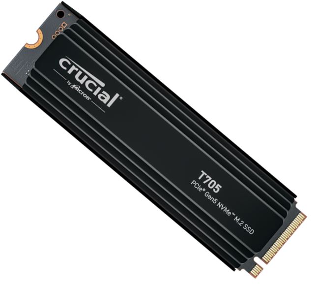 Crucial T705 4TB Gen5 NVMe SSD Heatsink - 14100/12600 MB/s R/W 2400TBW 1500K IOPs 1.5M hrs MTTF DirectStorage for Intel 14th Gen & AMD Ryzen 7000 - Image 2