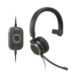 Snom A330m Over-ear Usb-a Mono Headset, Passive Noise Cancellation, Black, Usb/rj9/3.5 Jack Cable With Call Control, Soft Pu Leather (00004597)