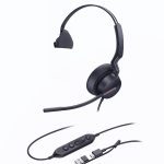 Yealink Uh46 Mono Teams Usb-c/a Microsoft Certified Wired Headset 3 Noise-canceling Microphones 35mm Speaker Busylight Leather Controller (UH46-M-MS-C/A)