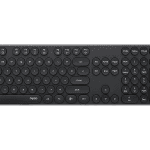 RAPOO Wireless Stylish, Spill-Resistant, Retro Style Round Key, 1000DPI, 2.4G Connection, 10M Range, Nano Receiver, Optical Mouse & Keyboard Black