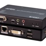 Aten Dvi Hdbaset Mini Kvm Extender, Extends Usb Keyboard And Mouse With Dvi Video Up To 1920 X 1200 @ 100m (cat 6a), 2 Usb 2.0 Ports (CE611-AT-U)