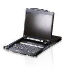 Aten Rackmount KVM Switch Dual Rail 8 Port VGA PS/2-USB w/ 19' LCD Display, 2x Custom KVM Cables Included, 1280x1024@75hz Display, LED Illumination