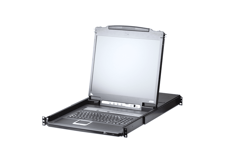Aten Rackmount KVM Switch Over IP Single Rail 8 Port VGA PS/2-USB w/ 19' LCD Display, 2x Custom KVM Cables, 1280x1024@75hz Display, LED Illumination - Image 3