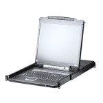 Aten Rackmount KVM Switch Over IP Single Rail 16 Port VGA PS/2-USB w/ 19' LCD Display, 2x Custom KVM Cables, 1280x1024@75hz Display, LED Illumination