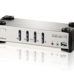 Aten Desktop Kvmp Switch 4 Port Single Display Vga W/ Audio & Osd, 4x Custom Kvm Cables Included, 2x Usb Port, Selection Via Front Panel (KVA-CS-1734B)