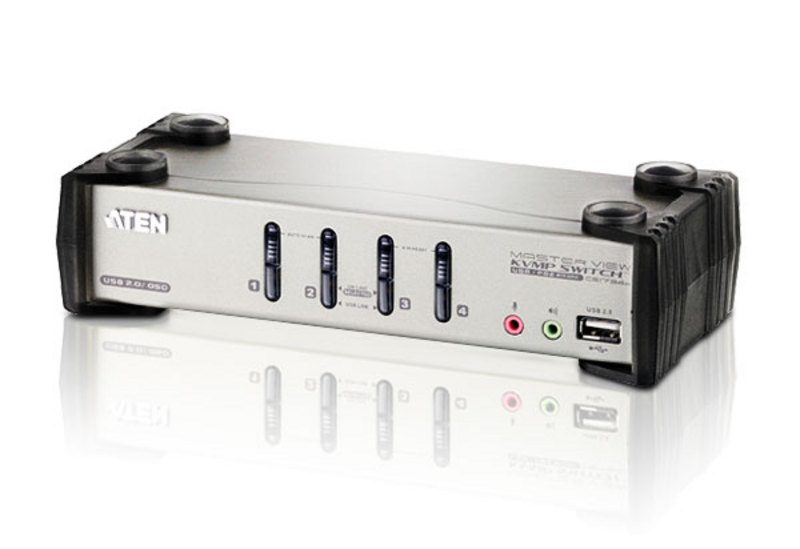 Aten Desktop KVMP Switch 4 Port Single Display VGA w/ audio & OSD, 4x Custom KVM Cables Included, 2x USB Port, Selection Via Front Panel - Image 4