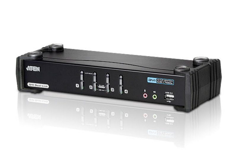 Aten Desktop KVMP Switch 4 Port Single Display DVI w/ 7.1 audio, 4x Custom KVM Cables Included, 2x USB Port, Selection Via Front Panel - Image 3