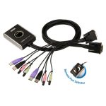 Aten Compact Kvm Switch 2 Port Single Display Dvi W/ Audio, 1.2m Cable, Remote Port Selector (CS682-AT)