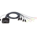 Aten Compact KVM Switch 2 Port Single Display Display Port w/ Audio, Remote Port Selector, USB Hot-Plugging