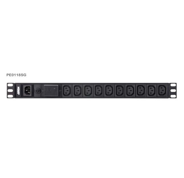 Aten 1U Basic PDU 10x Outlets with Surge Protection,18 x IEC C13, 10A Max, 100-240VAC, 50-60 Hz, Overcurrent protection, Aluminum material - Image 4