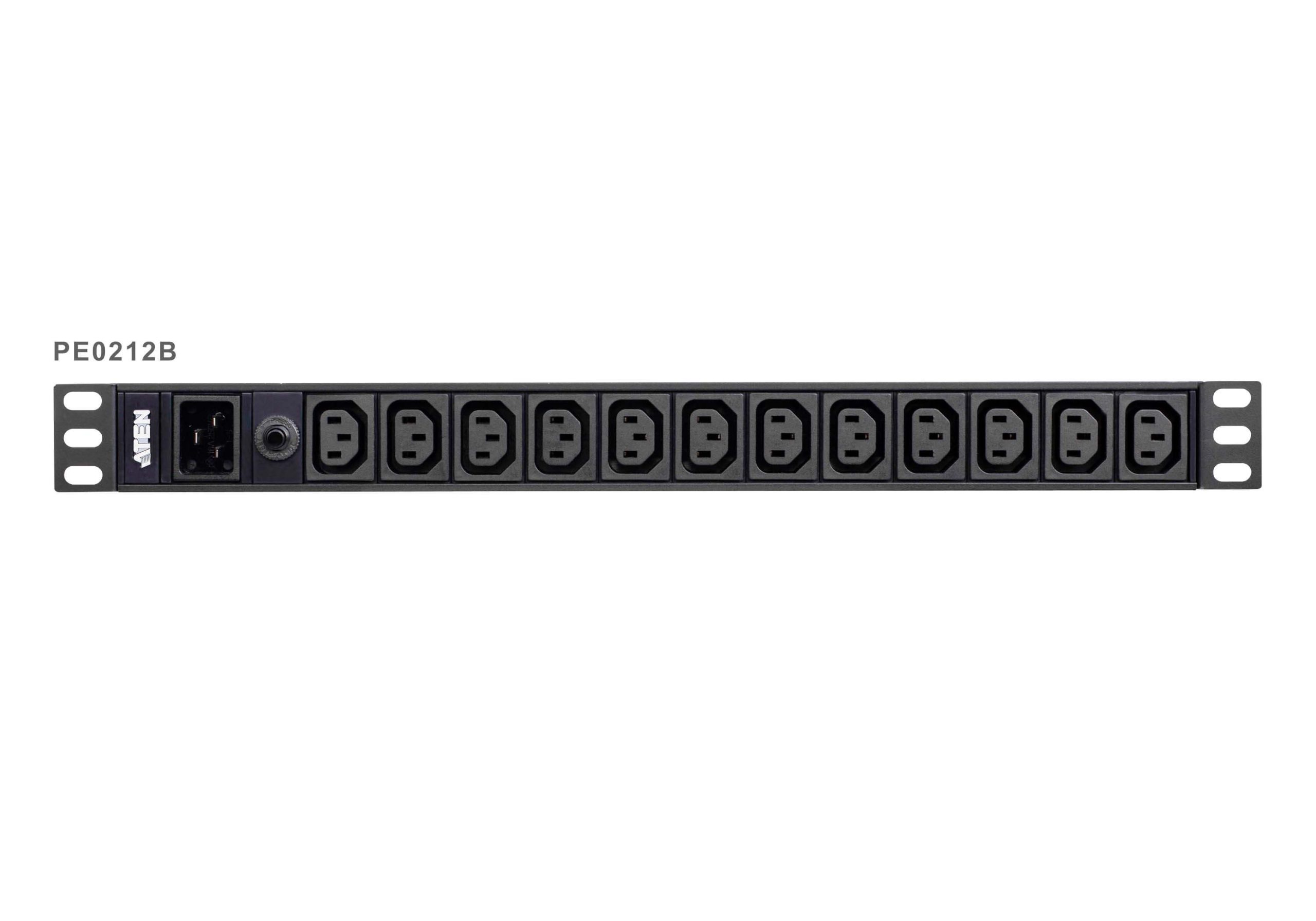 Aten 12-Port 15A Power Distriubiton Unit - Basic PDU, 1U Rackmount Design 12x C13, Overload protection - Image 3